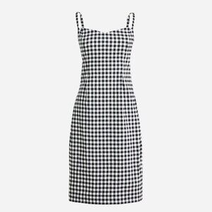 J. Crew, Sweetheart Linen-Blend Sheath Dress in Black/White Gingham, size 6